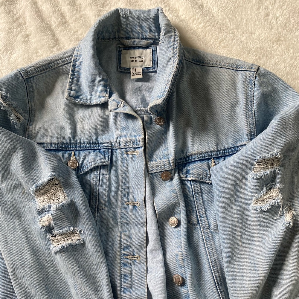 Forever 21 ripped jeans jacket